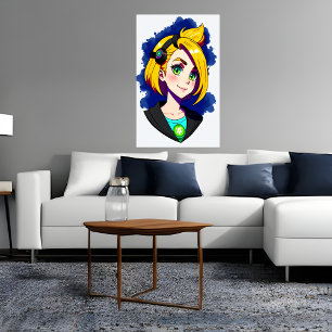 Poster Portrait d'une jeune femme aux cheveux blonds   Ar