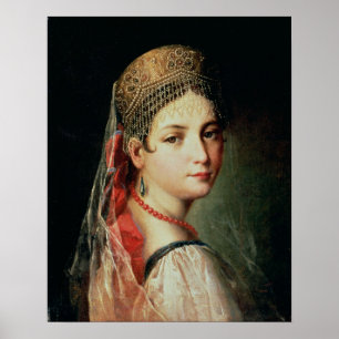 Poster Portrait d'une jeune fille à Sarafan et