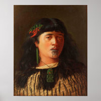 'Portrait d'une jeune Maori avec Moko'
