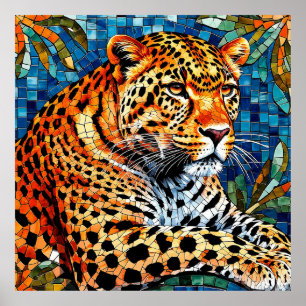 Poster Portrait en gros plan d'un majestueux léopard