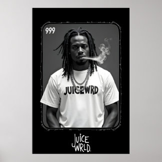 Poster Portrait en noir et blanc d'un rappeur masculin fu