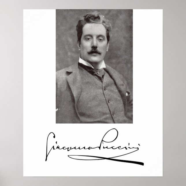 Poster Portrait et signature de Giacomo Puccini (Devant)