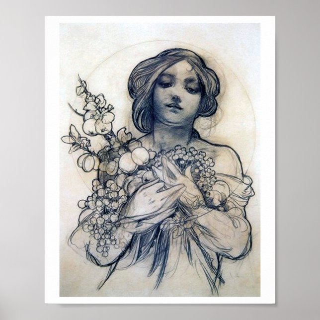 Poster Portrait (Étude), Alphonse Mucha (Devant)