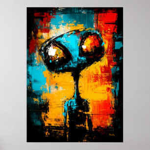 Poster Portrait Expressionniste Alien Abstrait Contempora