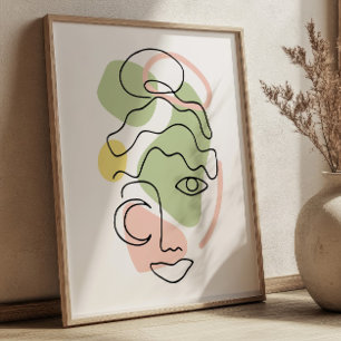 Poster Portrait Féminin Abstrait Art Linéaire BOHO Chic