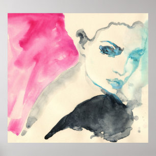 Poster Portrait féminin : Aquarelle