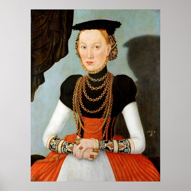 Poster Portrait féminin - Cranach le jeune - c1564 (Devant)