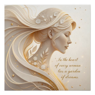 Poster Portrait Féminin Luxueux avec Citation Inspirante