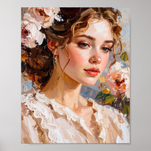 Poster Portrait Féminin Romantique Art Moderne