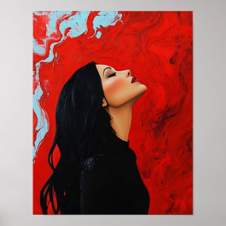 Poster Portrait femme moderne Peinture esthétique stylish