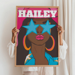 Poster Portrait Fille Personnalisé Décor de dortoir Prépp