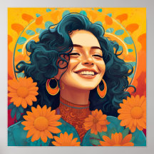 Portrait floral d'une Mexicaine américaine radiant