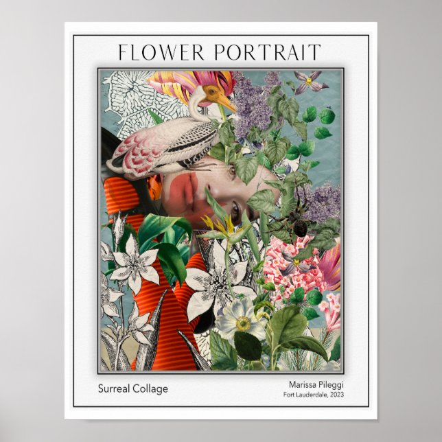 Poster Portrait floral élégant (Devant)