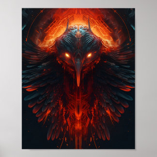 Poster Portrait frontal d'un Imaginaire Aliens Bird avec 