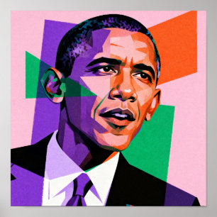 Poster Portrait géométrique moderne de Barack Obama