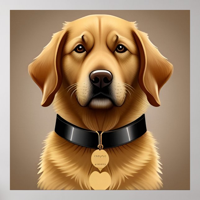 Poster Portrait Golden Retriever (Devant)