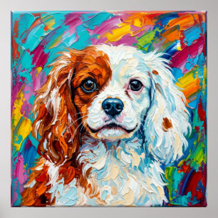 Poster Portrait Impasto Cavalier King Charles Spaniel Pos