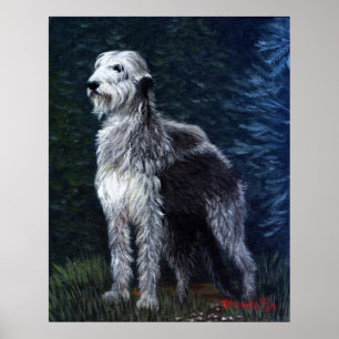 Poster Portrait irlandais Wolfhound Dog
