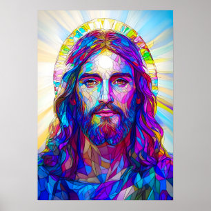 Poster Portrait Jésus Christ en verre tendu