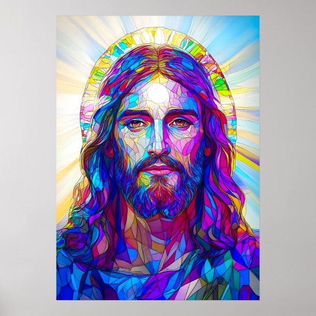 Poster Portrait Jésus Christ en verre tendu (Devant)
