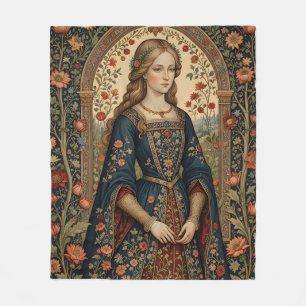 Poster Portrait Lady in Middle Ages Renaissance Ga Fleece Blanket