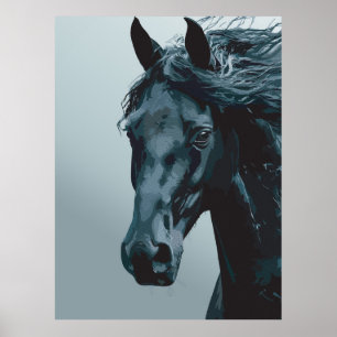 Poster Portrait Majestic Black Horse