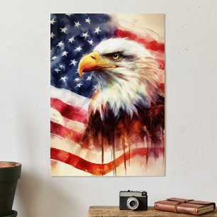 Poster Portrait majestueux de l'aigle américain avec le d