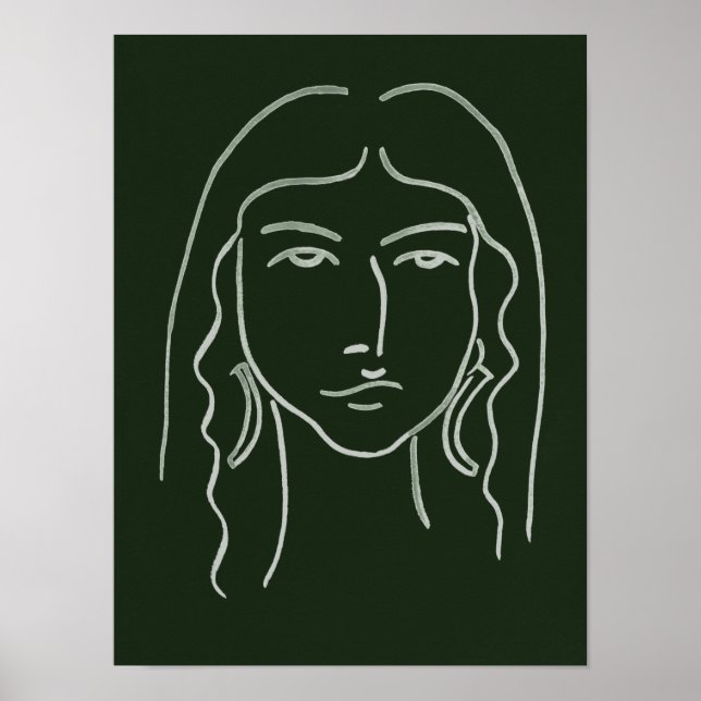 Poster Portrait malachite avec cheveux longs (Devant)