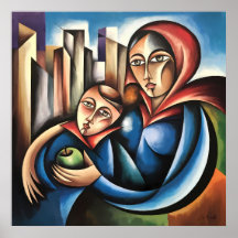 Portrait mère et enfant Oeuvre Abstraite moderne