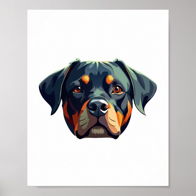 Poster Portrait moderne Rottweiler - Bold Vector Style Ch (Devant)