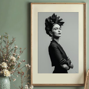 Poster Portrait monochrome de Kahlo royale