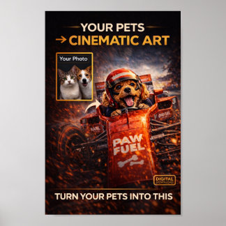 Poster Portrait numérique personnalisé d'animaux de compa