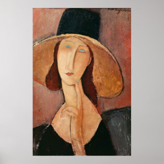 Poster Portrait of Jeanne Hebuterne in a large hat