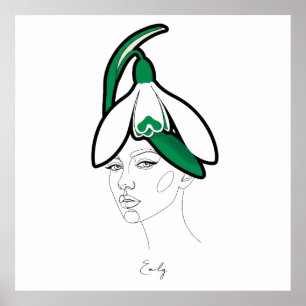 Poster Portrait personnalisé de la fleur de naissance de 