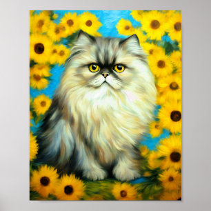 Poster Portrait Pétales Chat persan