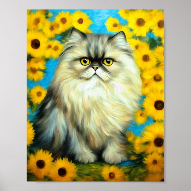 Poster Portrait Pétales Chat persan (Devant)