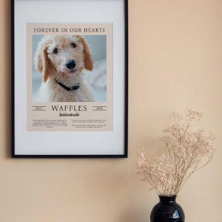 Poster Portrait photo mémorial du chien brun et sable