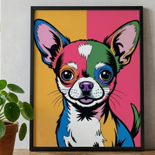 Poster Portrait Pop Art de Chien Chihuahua Coloré