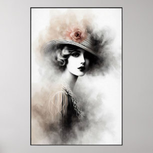 Poster Portrait Rétro Brumeux d'Élégance