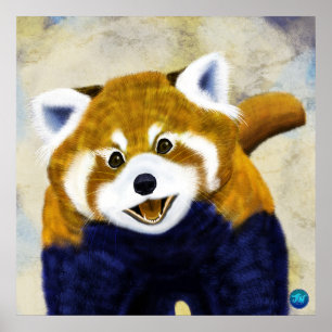 Poster Portrait Rouge Panda mignet