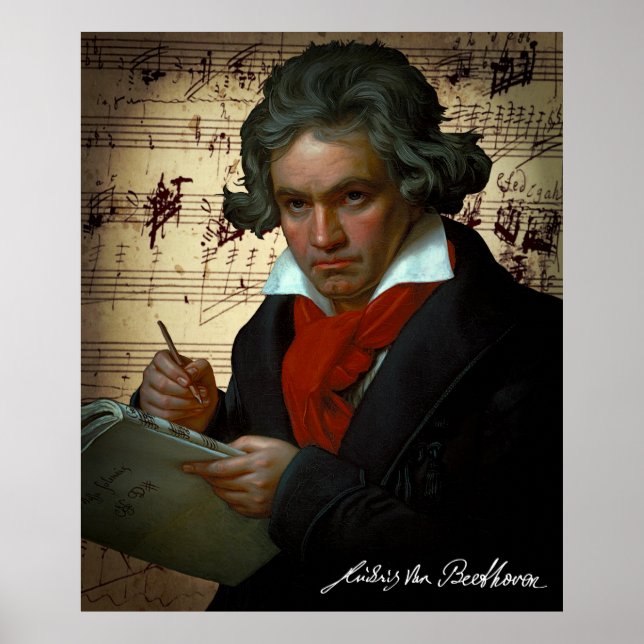 Poster PORTRAIT SOMBRE du GÉNIE MUSICAL BEETHOVEN 1820 (Devant)