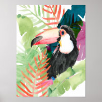 Portrait toucan avec Feuilles tropicaux