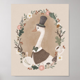 Poster Portrait Vintage de personnage d'oie 