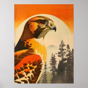 Poster Portrait vintage du Cooper's Hawk