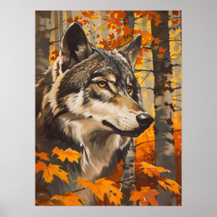 Poster Portrait Wolf vintage