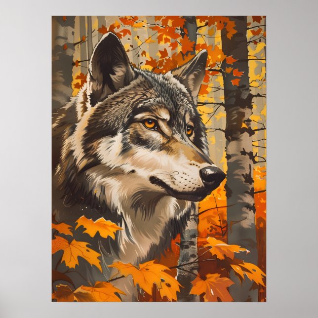 Poster Portrait Wolf vintage (Devant)