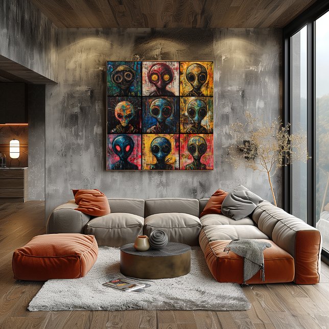 Poster Portraits d'Aliens Abstraits dans la grille de la  (Créateur téléchargé)