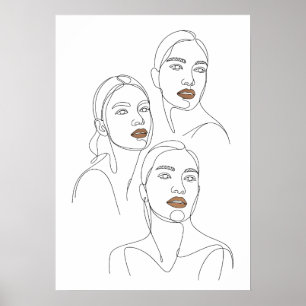 Poster Portraits de femmes au trait minimaliste