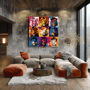 Poster Portraits de lions graffiti audacieux avec une amb