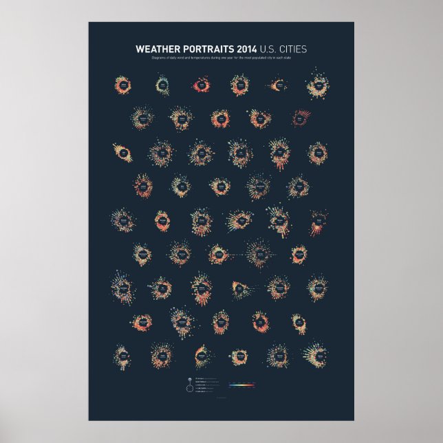 Poster Portraits météo 2014 : Villes américaines (Devant)